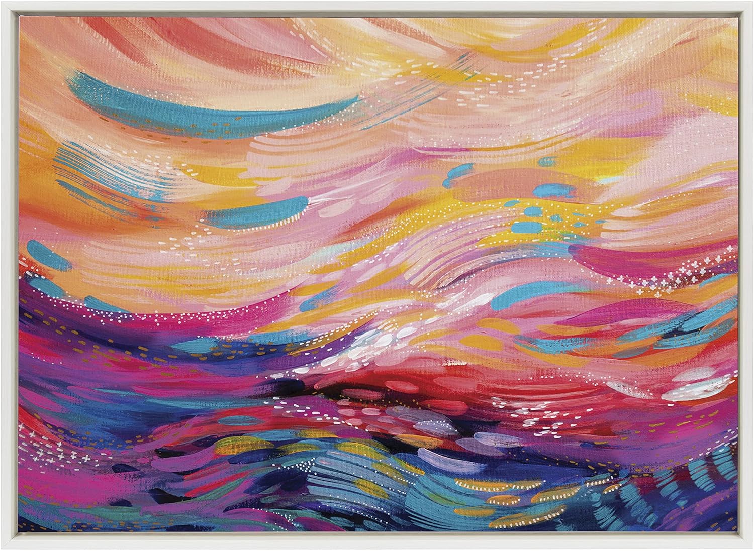 Kate and Laurel Sylvie Brush Strokes 90 Framed Canvas Wall Art by Jessi Raulet of EttaveeWhite