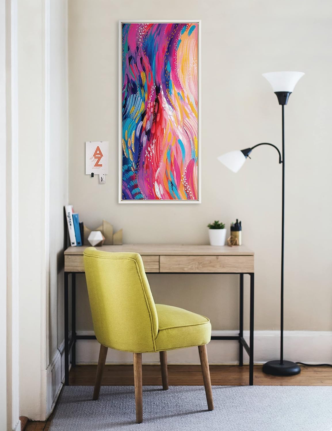 Kate and Laurel Sylvie Brush Strokes 90 Framed Canvas Wall Art by Jessi Raulet of EttaveeWhite