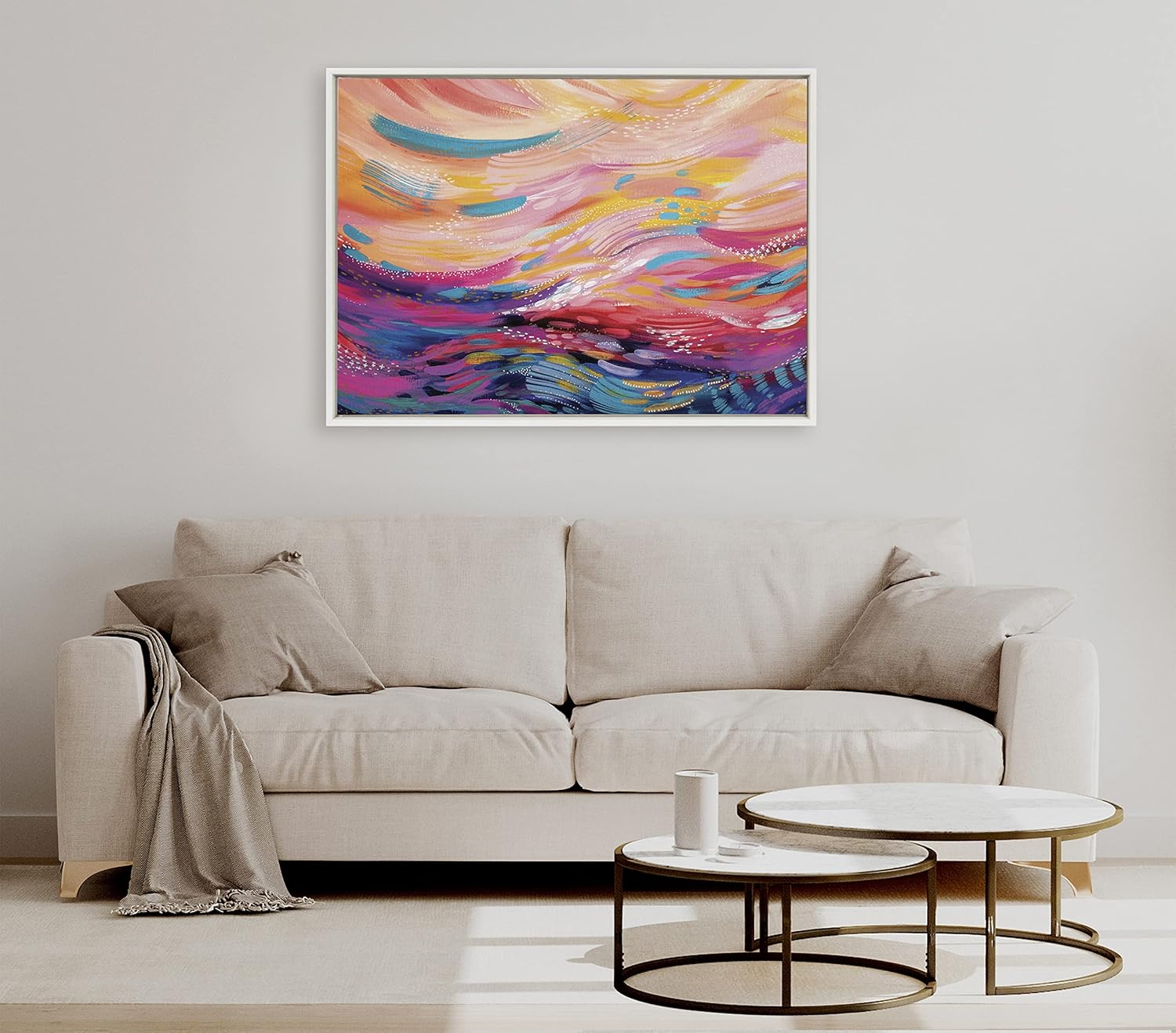 Kate and Laurel Sylvie Brush Strokes 90 Framed Canvas Wall Art by Jessi Raulet of EttaveeWhite