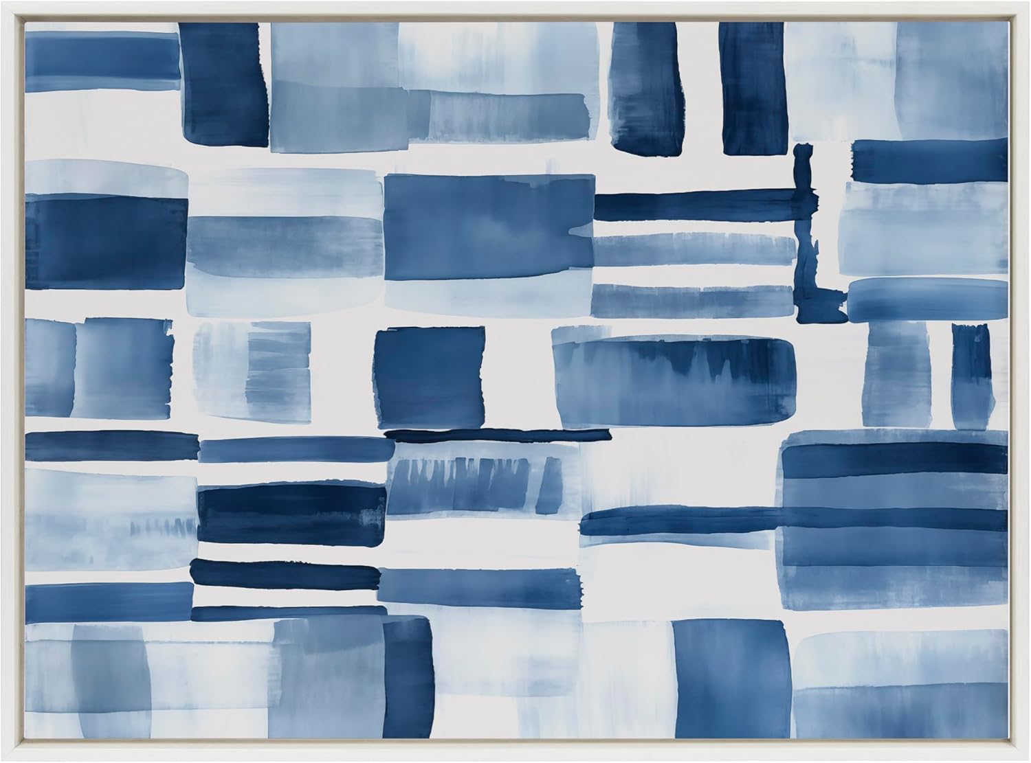 Kate and Laurel Sylvie Coastal Abstract Framed Canvas Wall Art by Amy Lighthall 315x415 White Modern Abstract Blue Art for WallWhite