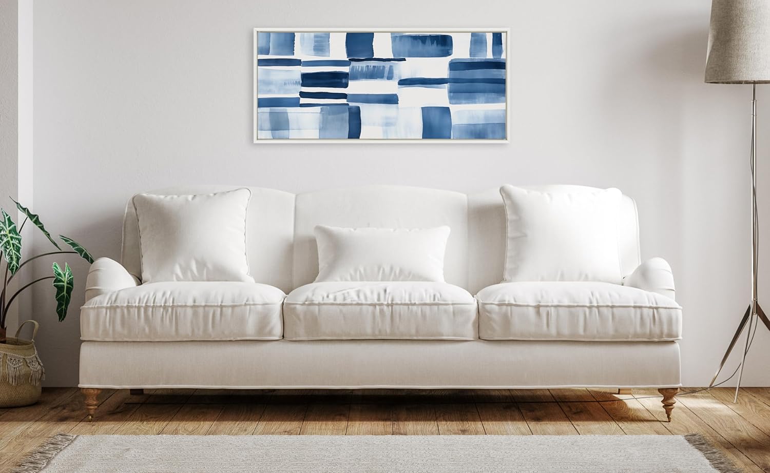 Kate and Laurel Sylvie Coastal Abstract Framed Canvas Wall Art by Amy Lighthall 315x415 White Modern Abstract Blue Art for WallWhite