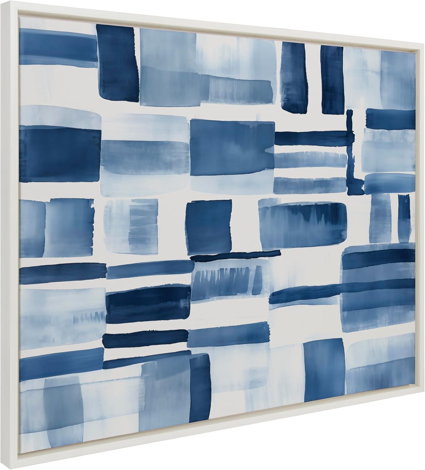 Kate and Laurel Sylvie Coastal Abstract Framed Canvas Wall Art by Amy Lighthall 315x415 White Modern Abstract Blue Art for WallWhite