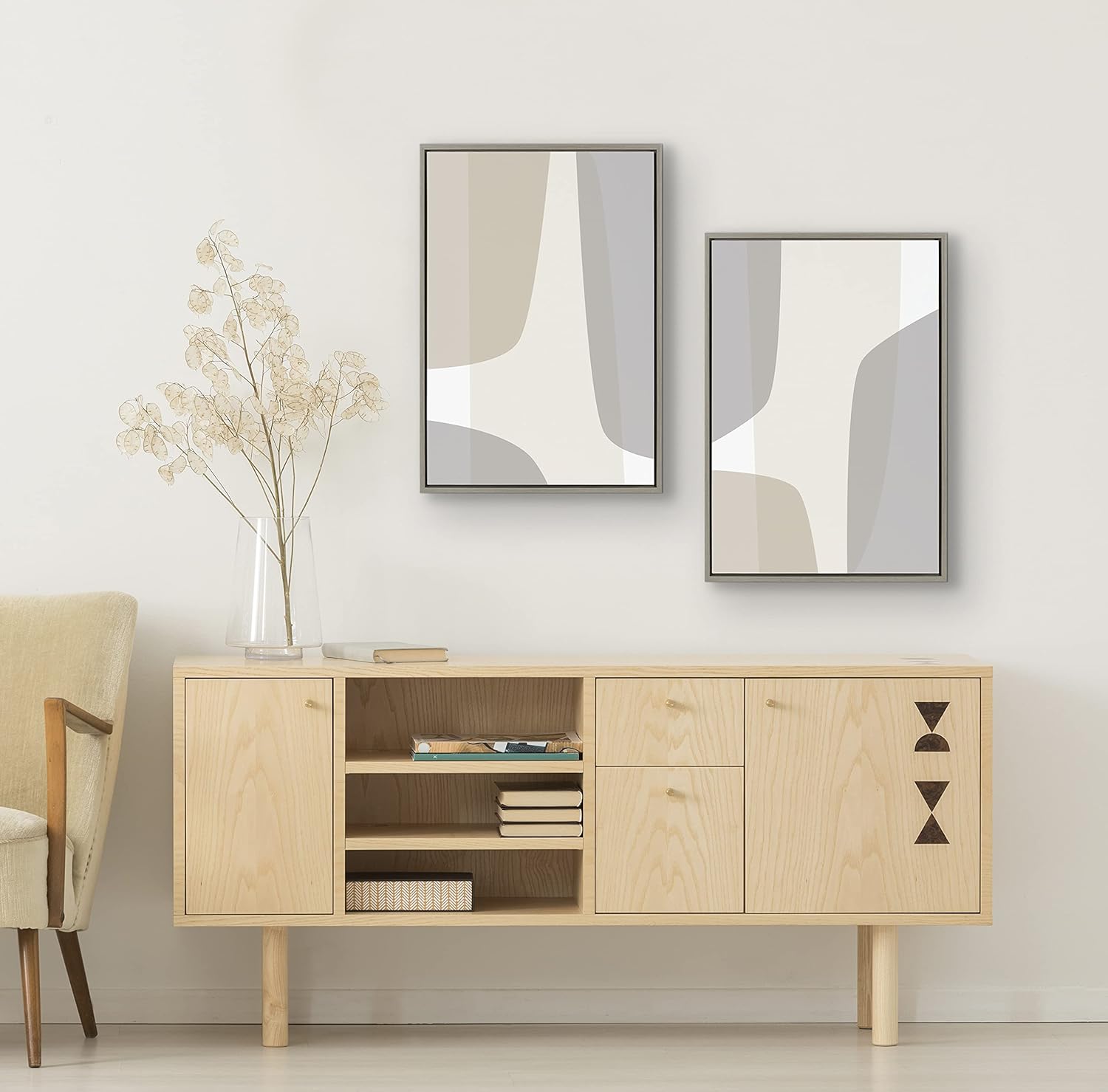 Kate and Laurel Sylvie Comforting Curves Abstract Framed Canvas Wall Art Set by The Creative Bunch Studio 2 Piece Set 23x33 Gray Modern Neutral Abstract Wall Dcor Art Set