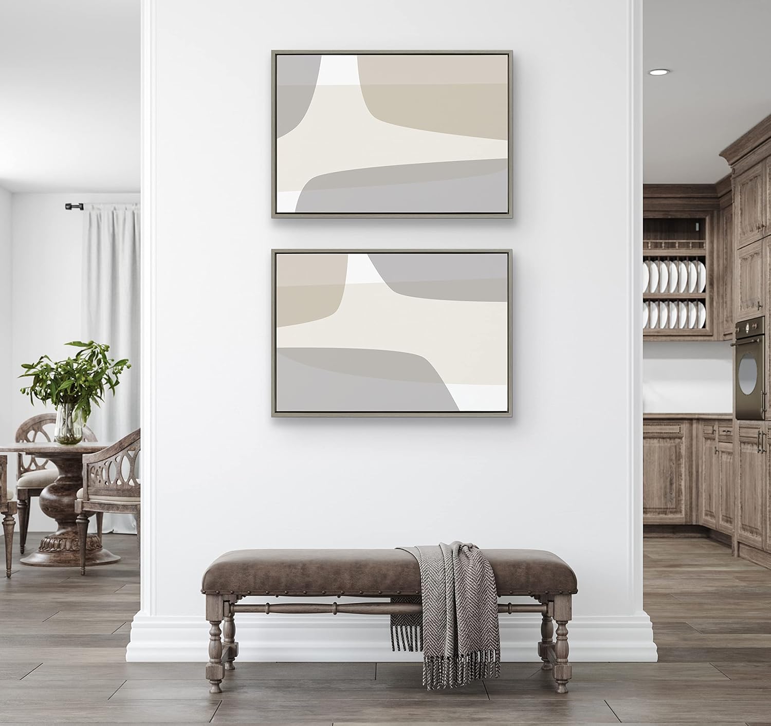 Kate and Laurel Sylvie Comforting Curves Abstract Framed Canvas Wall Art Set by The Creative Bunch Studio 2 Piece Set 23x33 Gray Modern Neutral Abstract Wall Dcor Art Set