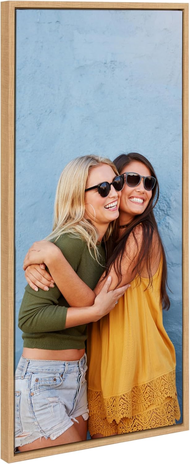 Kate and Laurel Sylvie Custom Printed Framed Canvas Wall Art 33x23 Dark Gray Personal Canvas Print with Your Photos for Bedroom or Living Room Gallery Wall Decor  Printed and Hand Framed in the USANatural