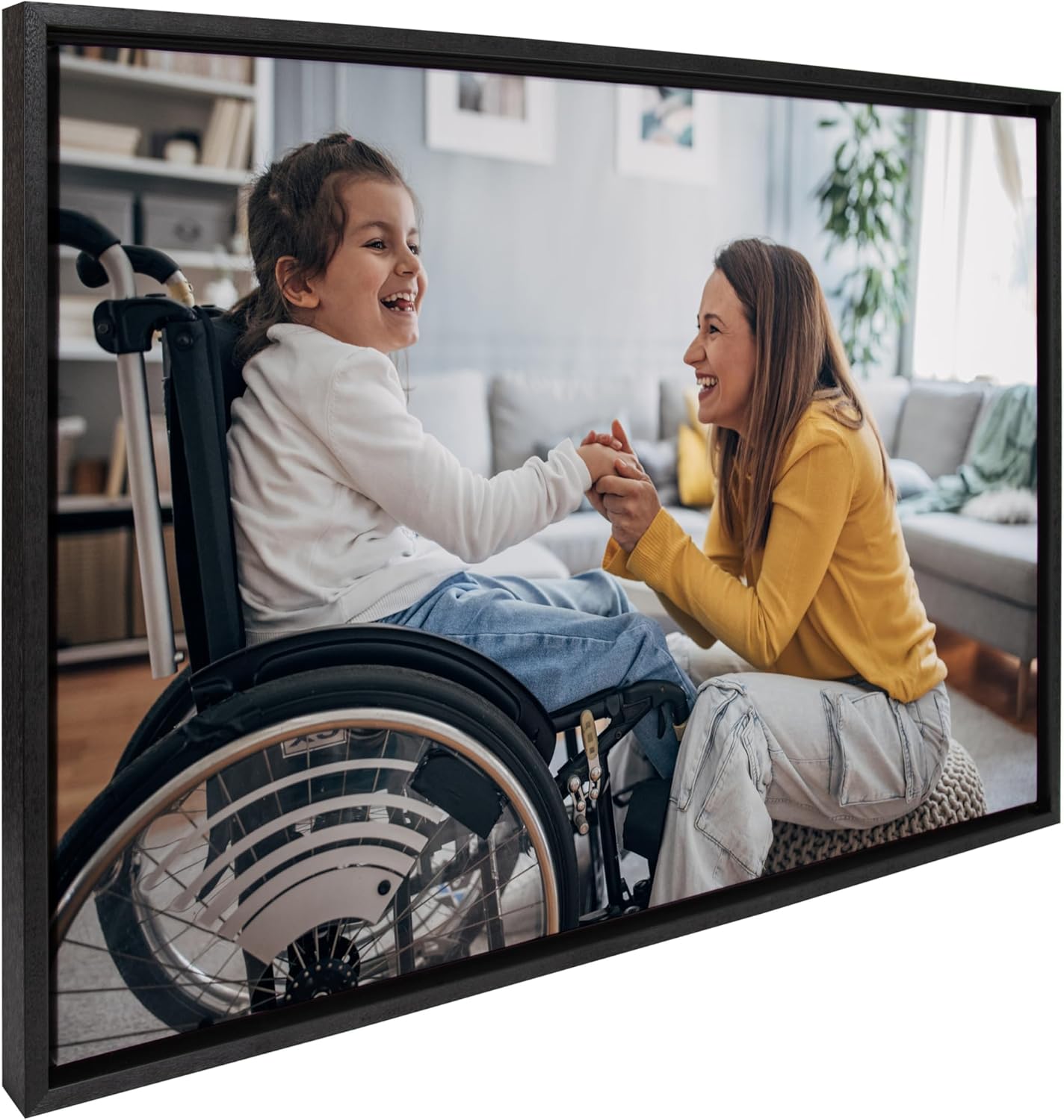 Kate and Laurel Sylvie Custom Printed Framed Canvas Wall Art 33x23 Dark Gray Personal Canvas Print with Your Photos for Bedroom or Living Room Gallery Wall Decor  Printed and Hand Framed in the USABlack