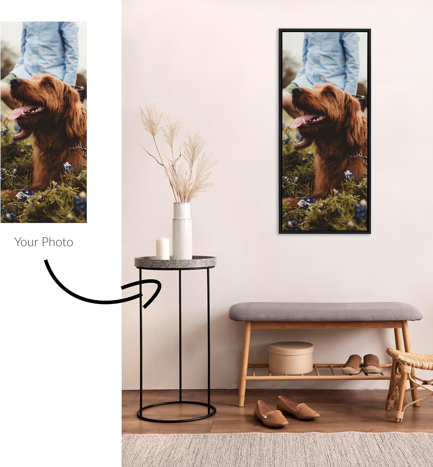Kate and Laurel Sylvie Custom Printed Framed Canvas Wall Art 33x23 Dark Gray Personal Canvas Print with Your Photos for Bedroom or Living Room Gallery Wall Decor  Printed and Hand Framed in the USABlack