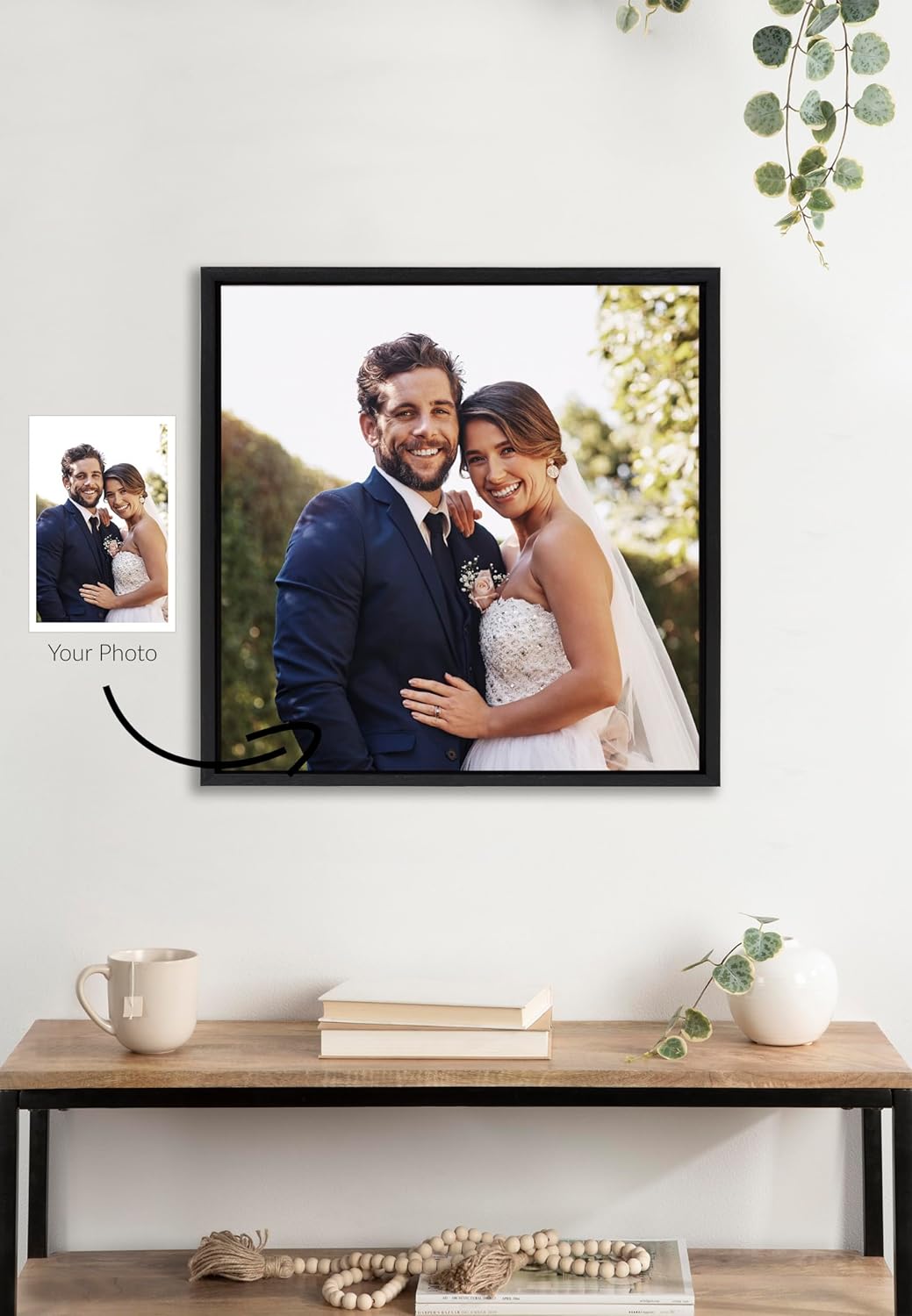 Kate and Laurel Sylvie Custom Printed Framed Canvas Wall Art 33x23 Dark Gray Personal Canvas Print with Your Photos for Bedroom or Living Room Gallery Wall Decor  Printed and Hand Framed in the USABlack
