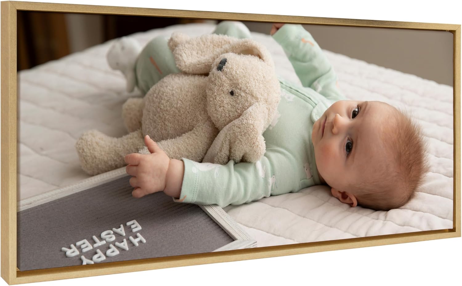 Kate and Laurel Sylvie Custom Printed Framed Canvas Wall Art 33x23 Dark Gray Personal Canvas Print with Your Photos for Bedroom or Living Room Gallery Wall Decor  Printed and Hand Framed in the USABright Gold