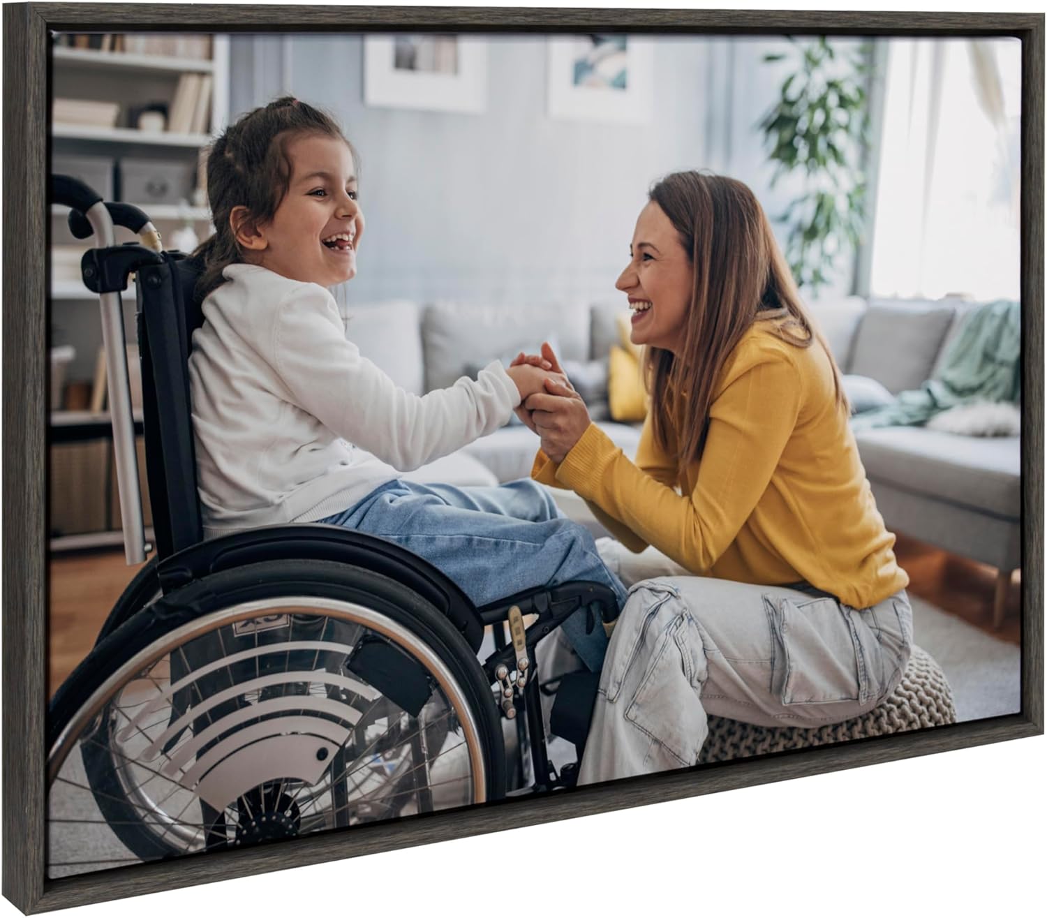 Kate and Laurel Sylvie Custom Printed Framed Canvas Wall Art 33x23 Dark Gray Personal Canvas Print with Your Photos for Bedroom or Living Room Gallery Wall Decor  Printed and Hand Framed in the USADark Gray
