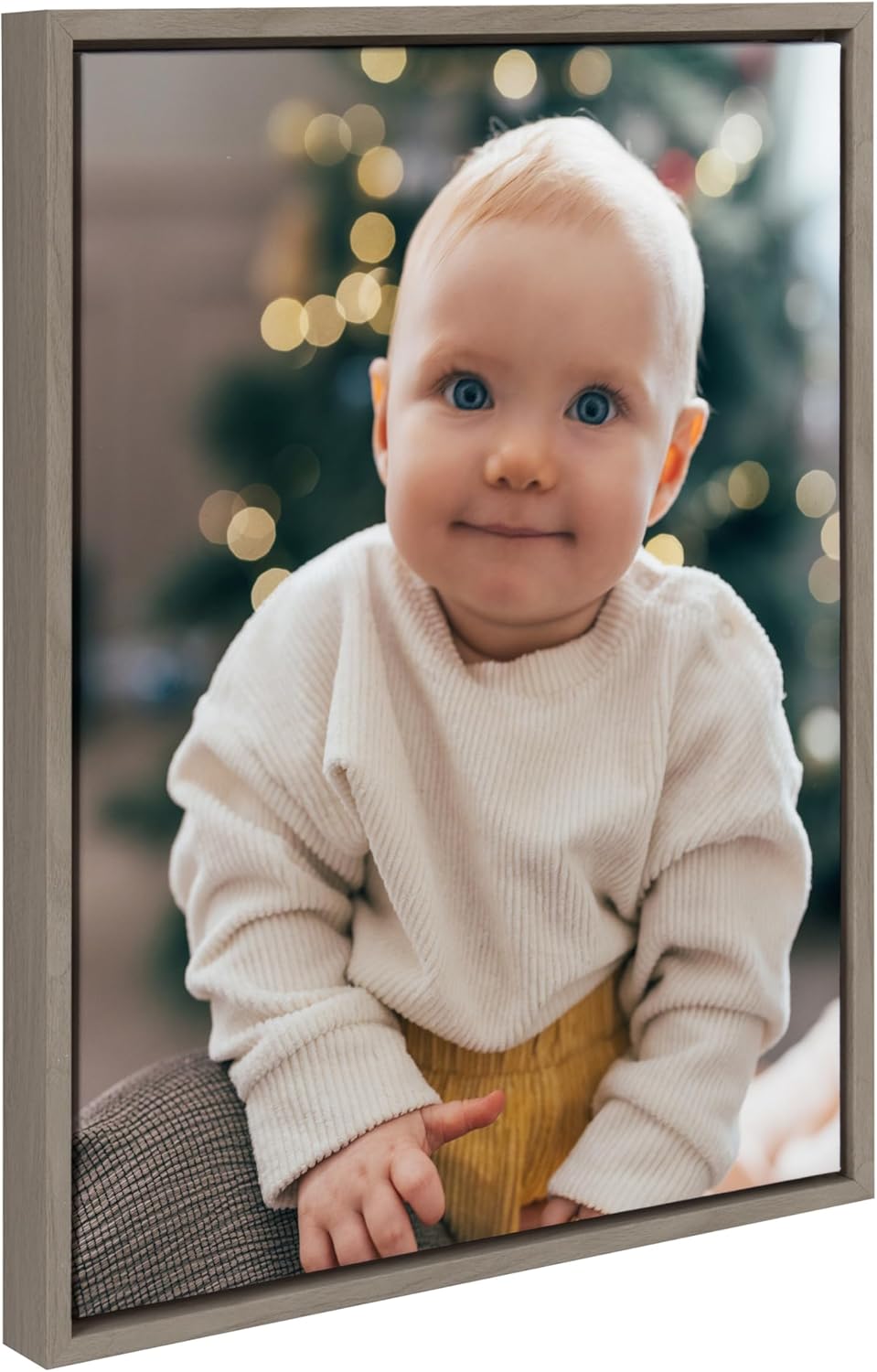 Kate and Laurel Sylvie Custom Printed Framed Canvas Wall Art 33x23 Dark Gray Personal Canvas Print with Your Photos for Bedroom or Living Room Gallery Wall Decor  Printed and Hand Framed in the USAGray