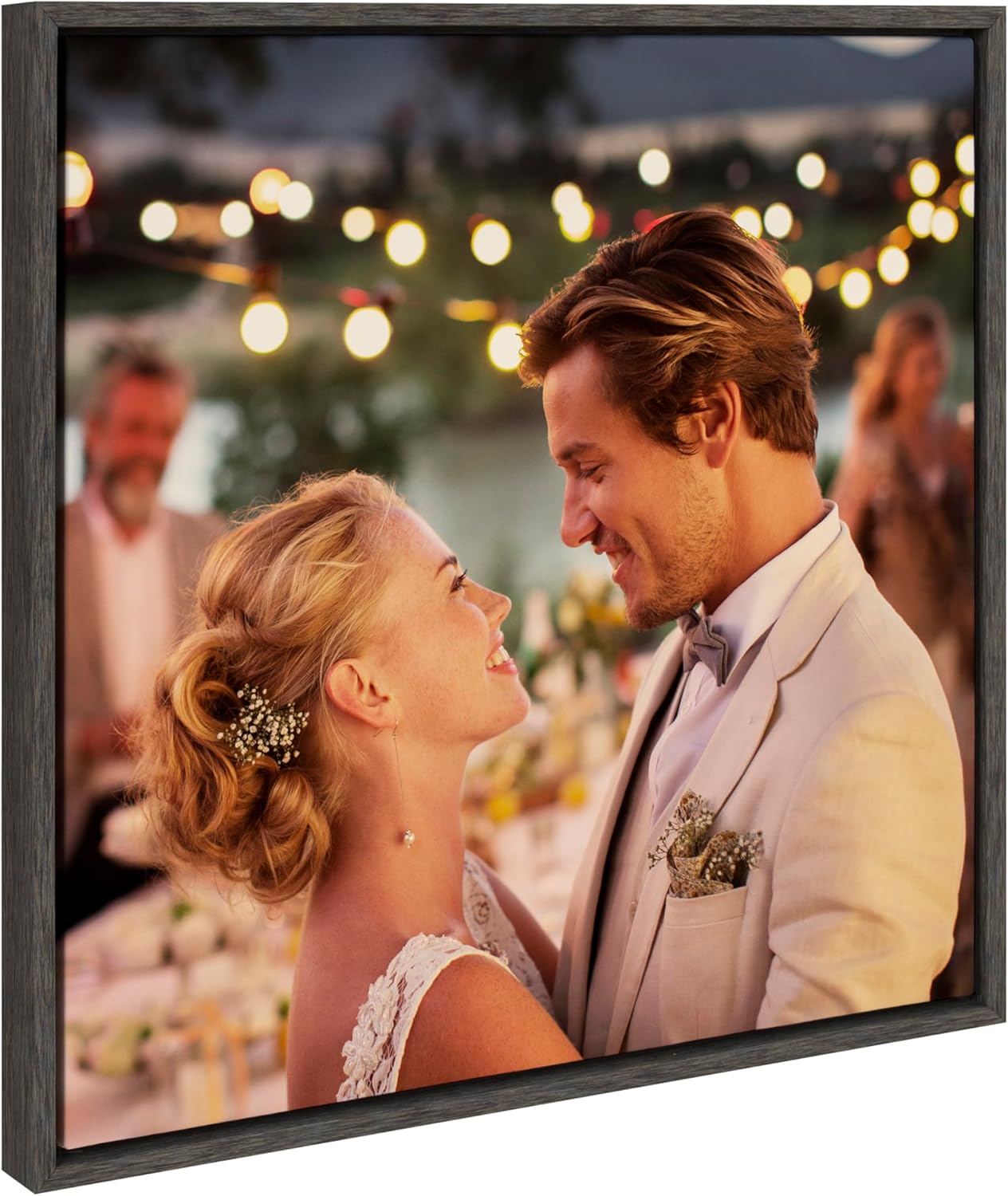 Kate and Laurel Sylvie Custom Printed Framed Canvas Wall Art 33x23 Dark Gray Personal Canvas Print with Your Photos for Bedroom or Living Room Gallery Wall Decor  Printed and Hand Framed in the USADark Gray