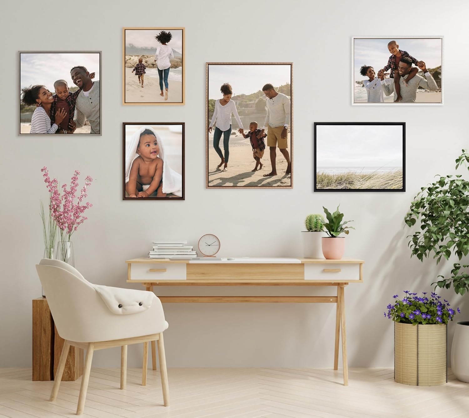 Kate and Laurel Sylvie Custom Printed Framed Canvas Wall Art 33x23 Dark Gray Personal Canvas Print with Your Photos for Bedroom or Living Room Gallery Wall Decor  Printed and Hand Framed in the USAGray