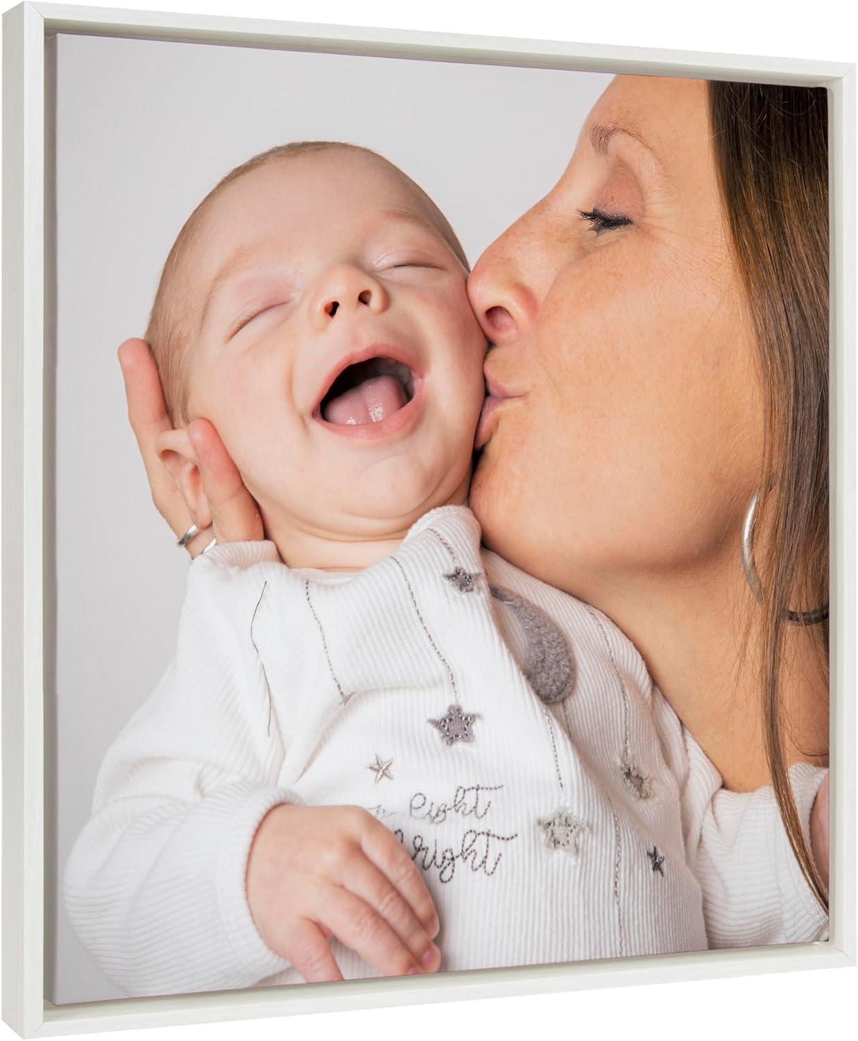Kate and Laurel Sylvie Custom Printed Framed Canvas Wall Art 33x23 Dark Gray Personal Canvas Print with Your Photos for Bedroom or Living Room Gallery Wall Decor  Printed and Hand Framed in the USAWhite