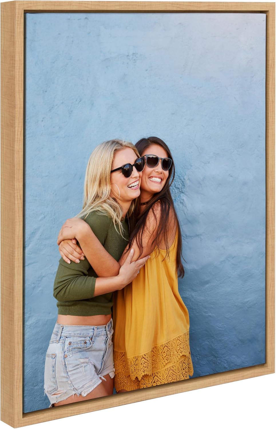 Kate and Laurel Sylvie Custom Printed Framed Canvas Wall Art 33x23 Dark Gray Personal Canvas Print with Your Photos for Bedroom or Living Room Gallery Wall Decor  Printed and Hand Framed in the USANatural