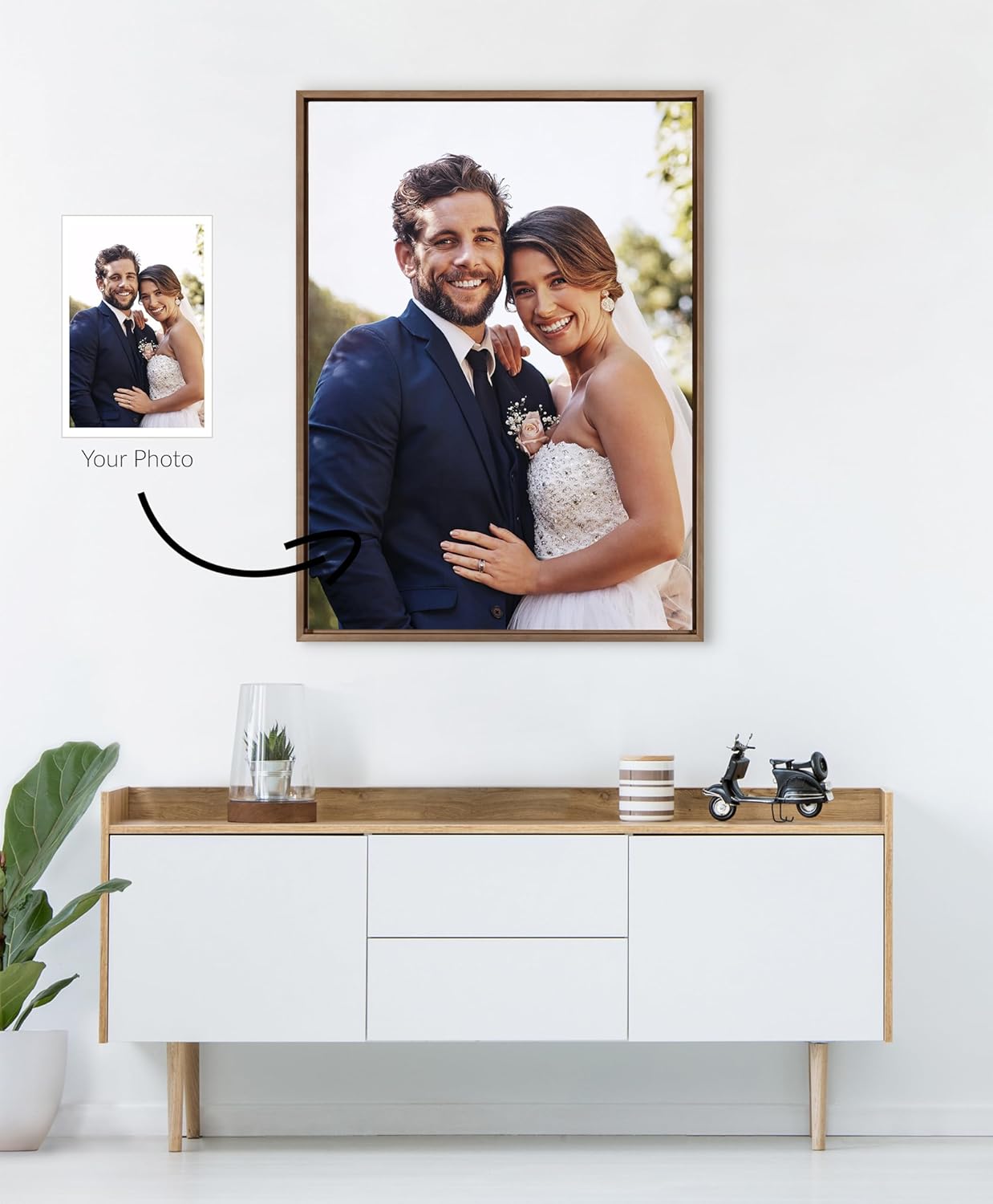 Kate and Laurel Sylvie Custom Printed Framed Canvas Wall Art 33x23 Dark Gray Personal Canvas Print with Your Photos for Bedroom or Living Room Gallery Wall Decor  Printed and Hand Framed in the USAGold