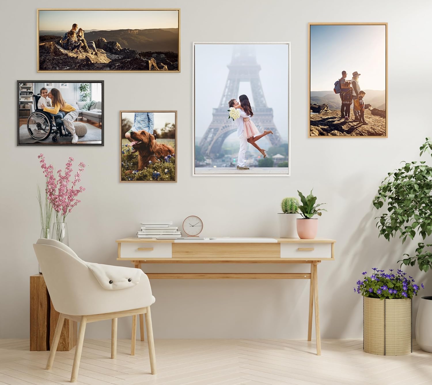 Kate and Laurel Sylvie Custom Printed Framed Canvas Wall Art 33x23 Dark Gray Personal Canvas Print with Your Photos for Bedroom or Living Room Gallery Wall Decor  Printed and Hand Framed in the USABright Gold