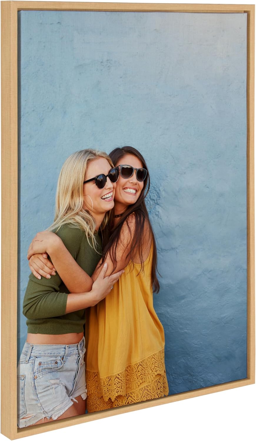 Kate and Laurel Sylvie Custom Printed Framed Canvas Wall Art 33x23 Dark Gray Personal Canvas Print with Your Photos for Bedroom or Living Room Gallery Wall Decor  Printed and Hand Framed in the USANatural