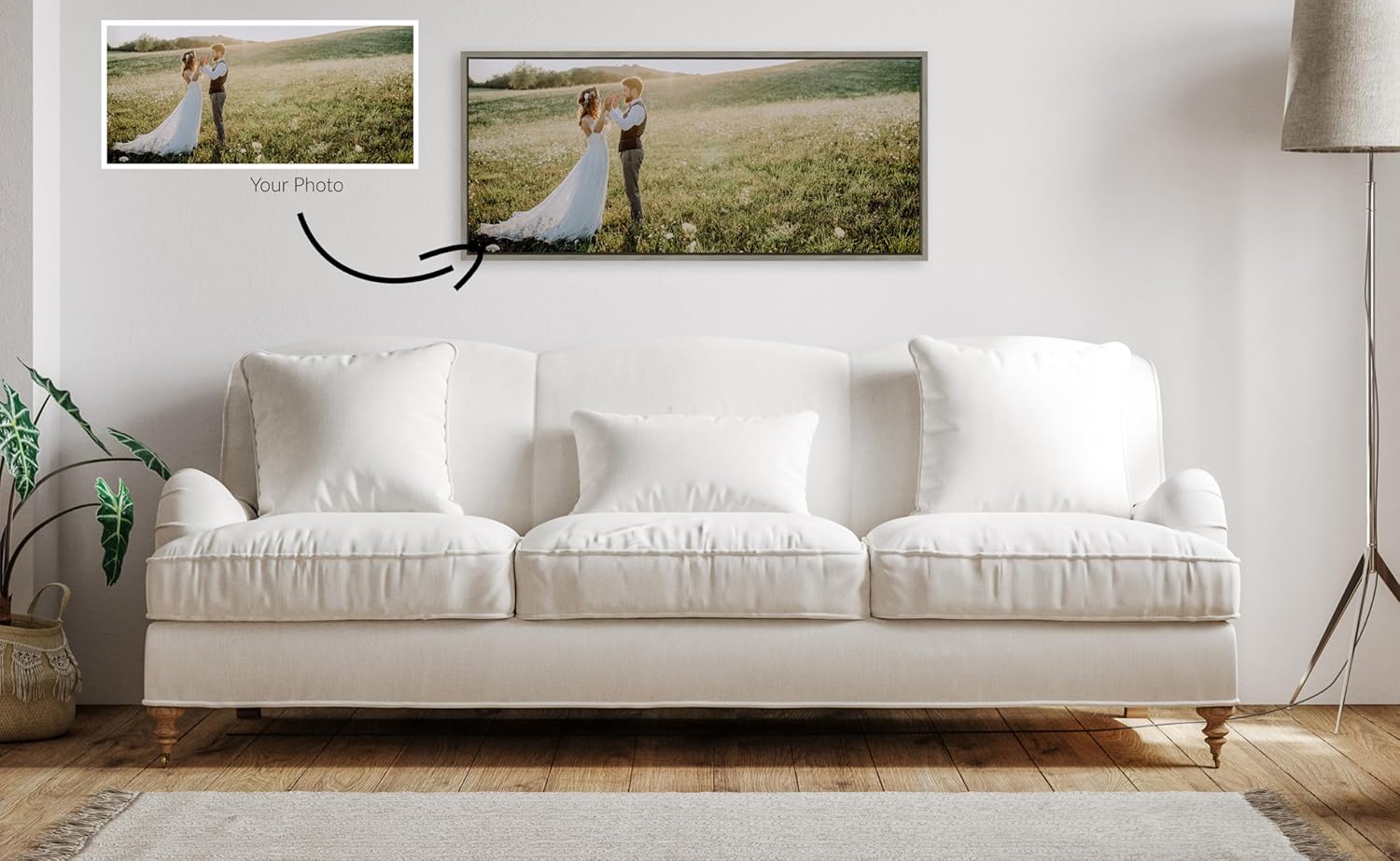 Kate and Laurel Sylvie Custom Printed Framed Canvas Wall Art 33x23 Dark Gray Personal Canvas Print with Your Photos for Bedroom or Living Room Gallery Wall Decor  Printed and Hand Framed in the USAGray