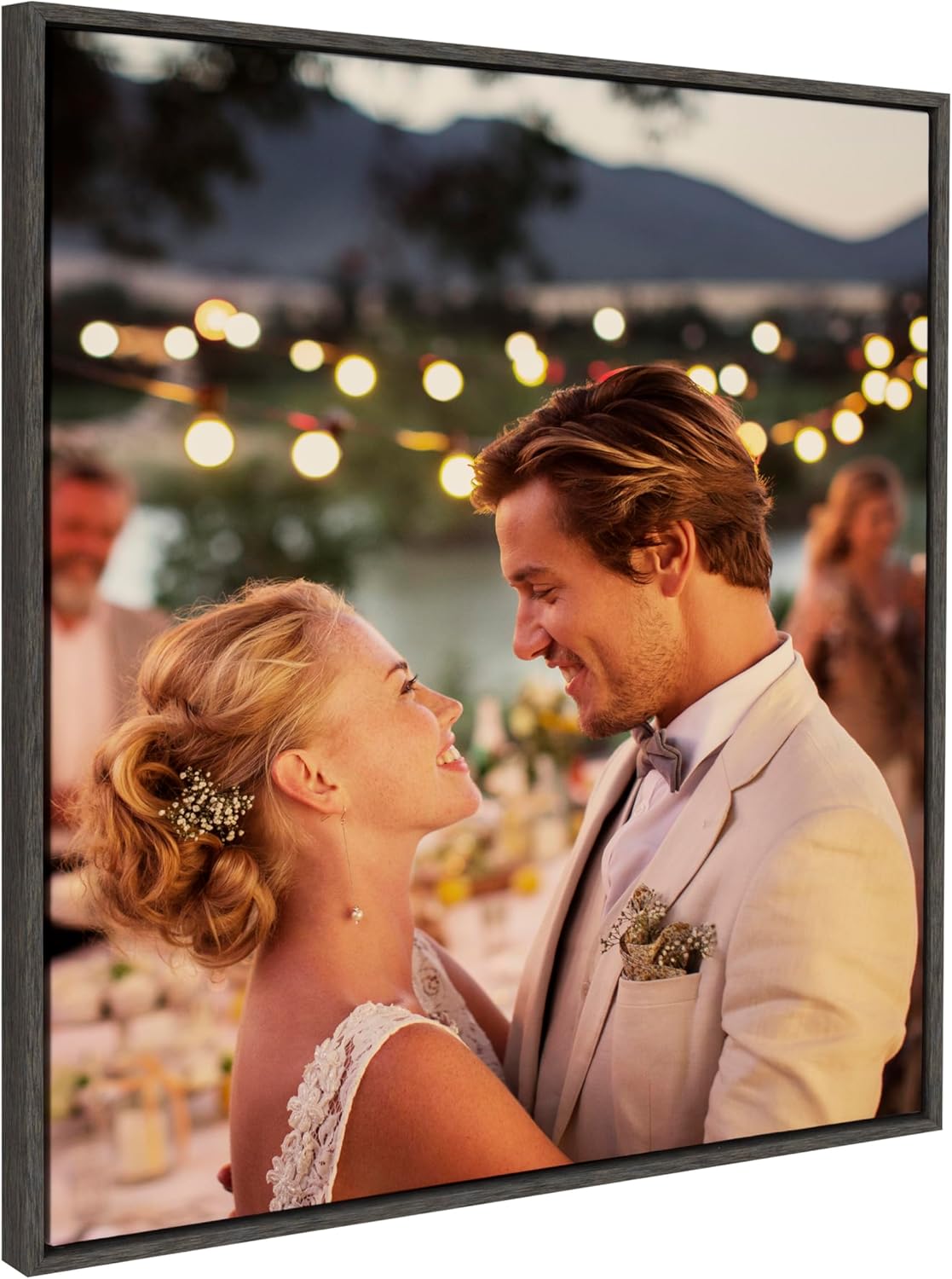 Kate and Laurel Sylvie Custom Printed Framed Canvas Wall Art 33x23 Dark Gray Personal Canvas Print with Your Photos for Bedroom or Living Room Gallery Wall Decor  Printed and Hand Framed in the USADark Gray
