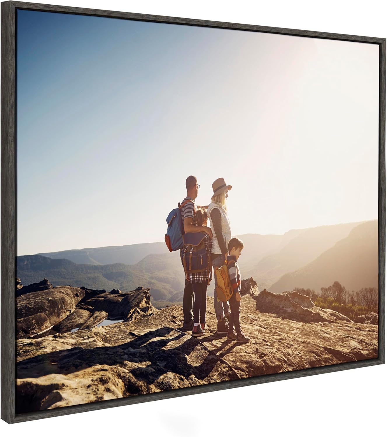 Kate and Laurel Sylvie Custom Printed Framed Canvas Wall Art 33x23 Dark Gray Personal Canvas Print with Your Photos for Bedroom or Living Room Gallery Wall Decor  Printed and Hand Framed in the USADark Gray