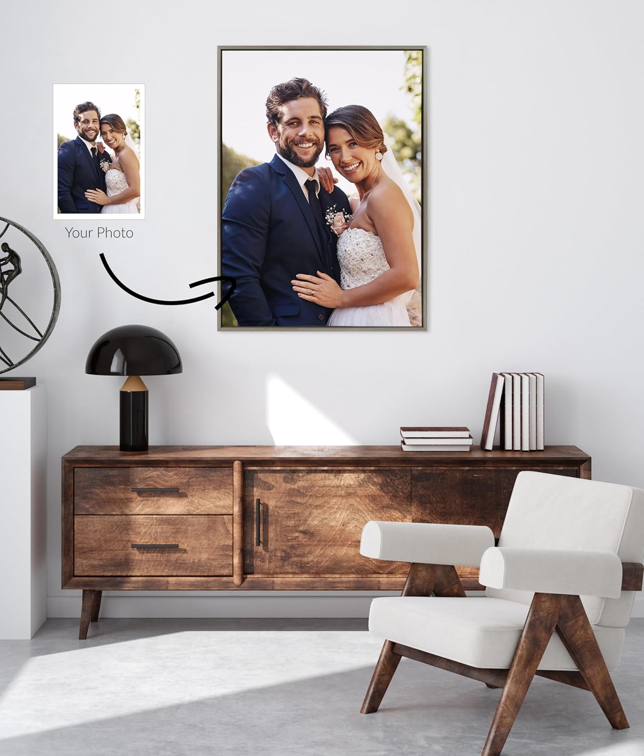 Kate and Laurel Sylvie Custom Printed Framed Canvas Wall Art 33x23 Dark Gray Personal Canvas Print with Your Photos for Bedroom or Living Room Gallery Wall Decor  Printed and Hand Framed in the USAGray