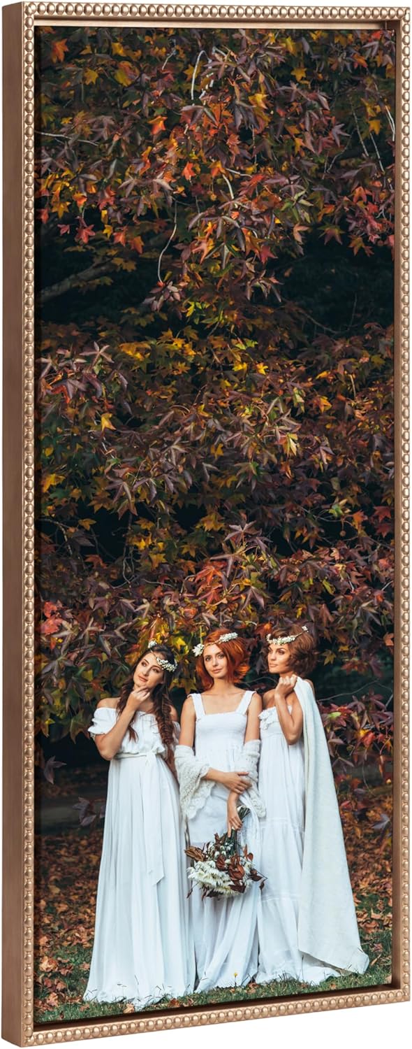 Kate and Laurel Sylvie Custom Printed Framed Canvas Wall Art 33x23 Dark Gray Personal Canvas Print with Your Photos for Bedroom or Living Room Gallery Wall Decor  Printed and Hand Framed in the USABeaded Gold