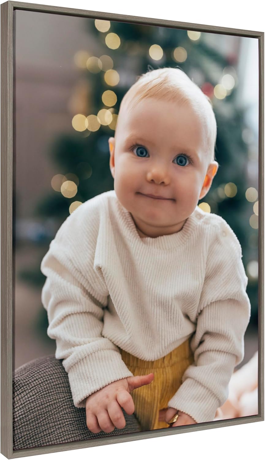 Kate and Laurel Sylvie Custom Printed Framed Canvas Wall Art 33x23 Dark Gray Personal Canvas Print with Your Photos for Bedroom or Living Room Gallery Wall Decor  Printed and Hand Framed in the USAGray