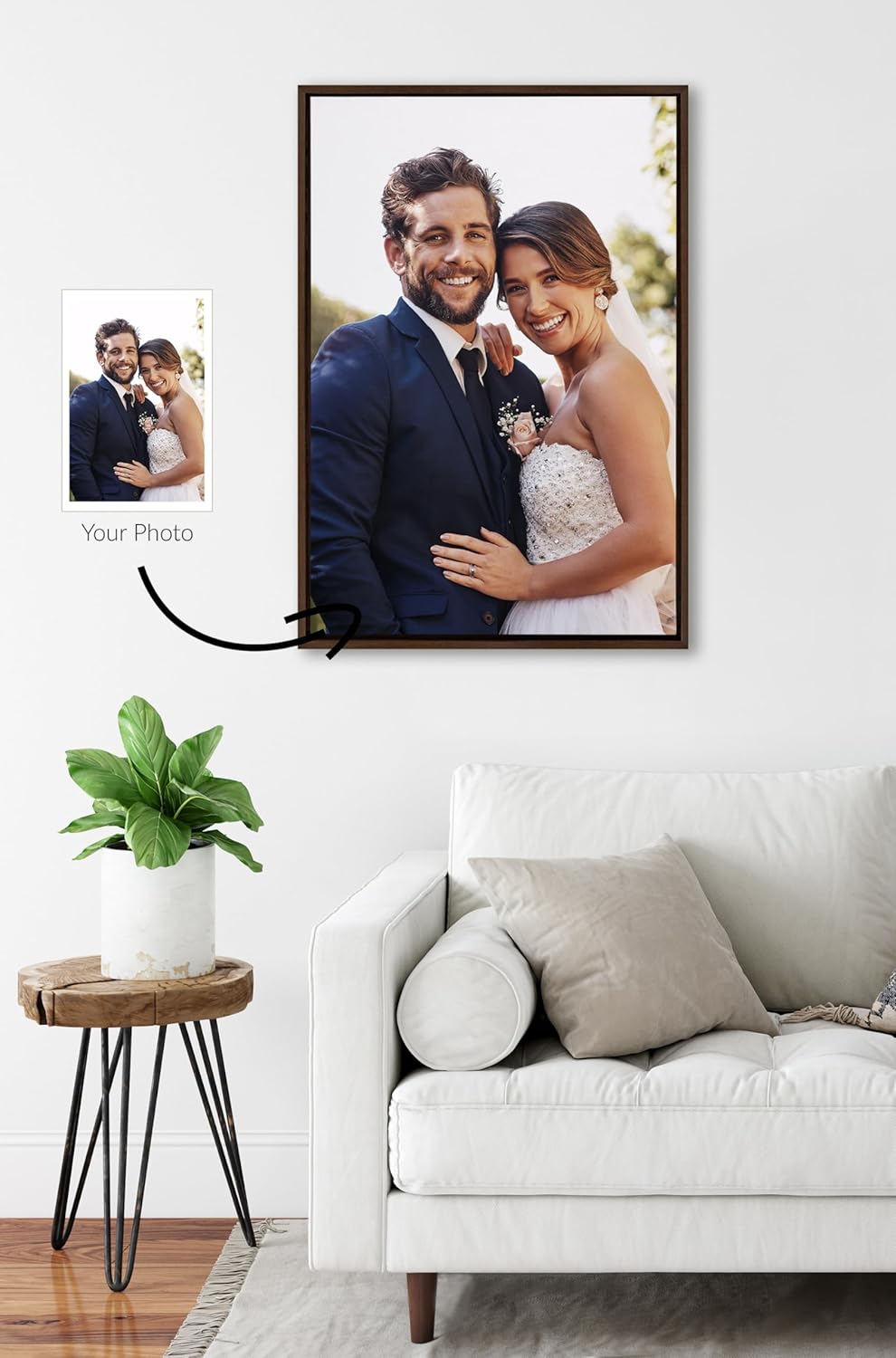 Kate and Laurel Sylvie Custom Printed Framed Canvas Wall Art 33x23 Dark Gray Personal Canvas Print with Your Photos for Bedroom or Living Room Gallery Wall Decor  Printed and Hand Framed in the USABrown