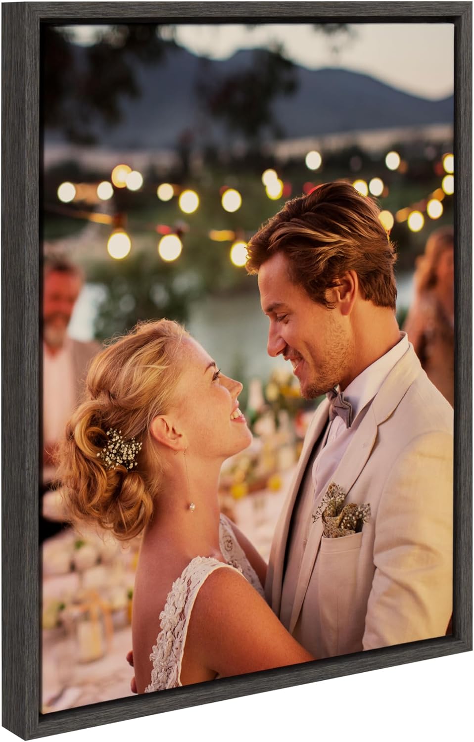 Kate and Laurel Sylvie Custom Printed Framed Canvas Wall Art 33x23 Dark Gray Personal Canvas Print with Your Photos for Bedroom or Living Room Gallery Wall Decor  Printed and Hand Framed in the USADark Gray