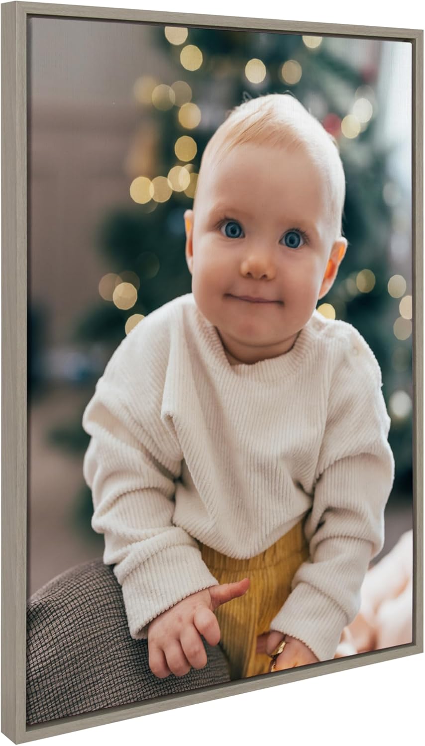 Kate and Laurel Sylvie Custom Printed Framed Canvas Wall Art 33x23 Dark Gray Personal Canvas Print with Your Photos for Bedroom or Living Room Gallery Wall Decor  Printed and Hand Framed in the USAGray