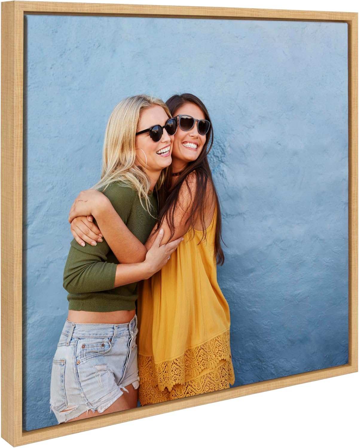 Kate and Laurel Sylvie Custom Printed Framed Canvas Wall Art 33x23 Dark Gray Personal Canvas Print with Your Photos for Bedroom or Living Room Gallery Wall Decor  Printed and Hand Framed in the USANatural
