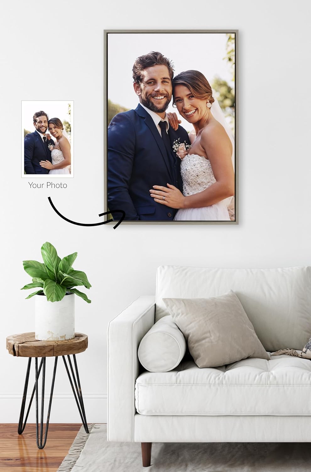 Kate and Laurel Sylvie Custom Printed Framed Canvas Wall Art 33x23 Dark Gray Personal Canvas Print with Your Photos for Bedroom or Living Room Gallery Wall Decor  Printed and Hand Framed in the USAGray
