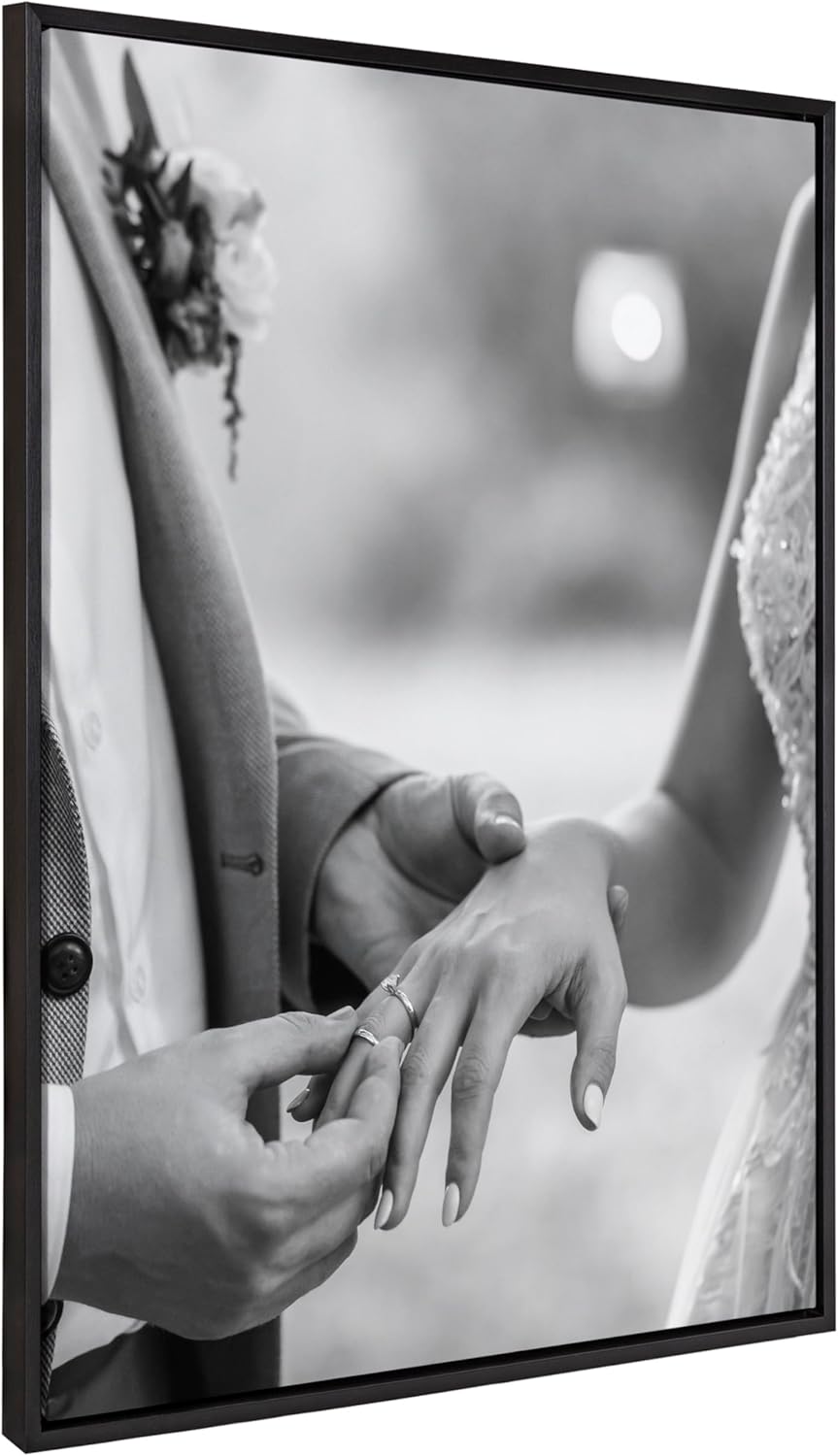 Kate and Laurel Sylvie Custom Printed Framed Canvas Wall Art 33x23 Dark Gray Personal Canvas Print with Your Photos for Bedroom or Living Room Gallery Wall Decor  Printed and Hand Framed in the USABlack