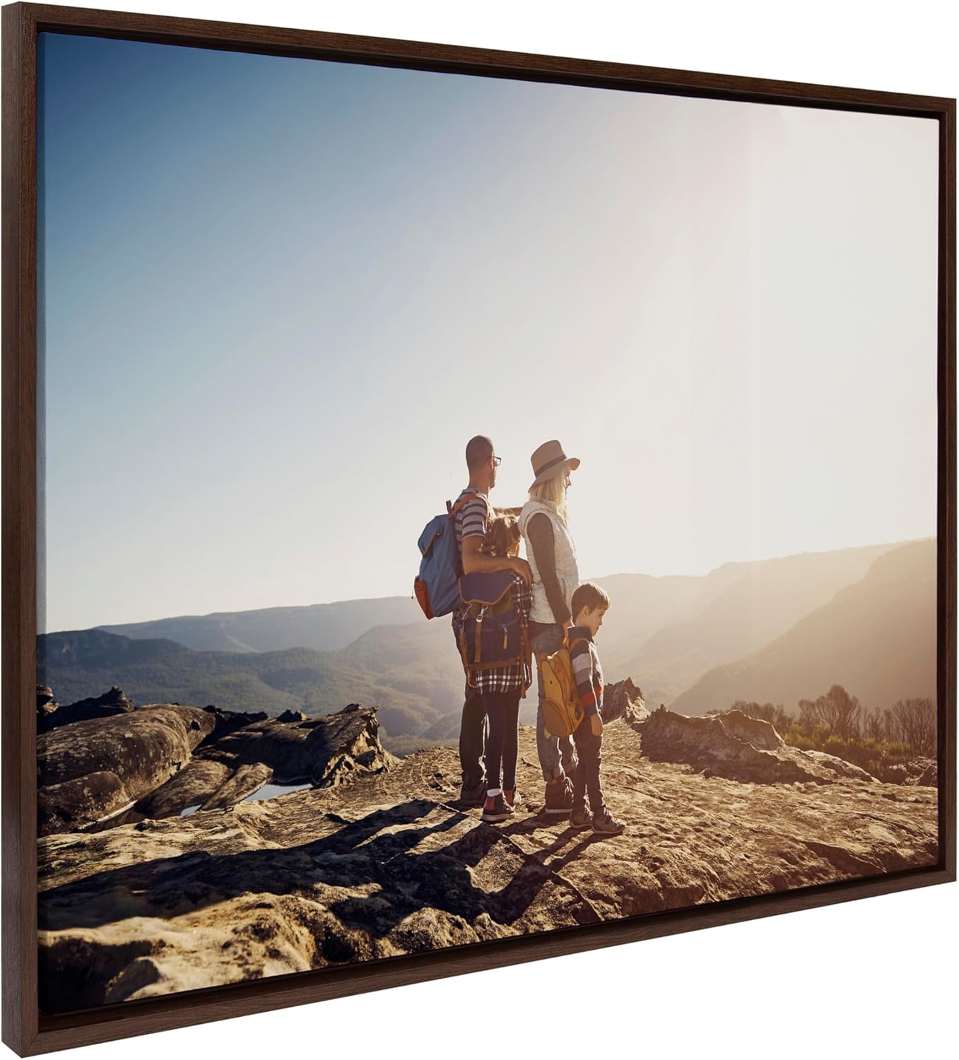 Kate and Laurel Sylvie Custom Printed Framed Canvas Wall Art 33x23 Dark Gray Personal Canvas Print with Your Photos for Bedroom or Living Room Gallery Wall Decor  Printed and Hand Framed in the USABrown