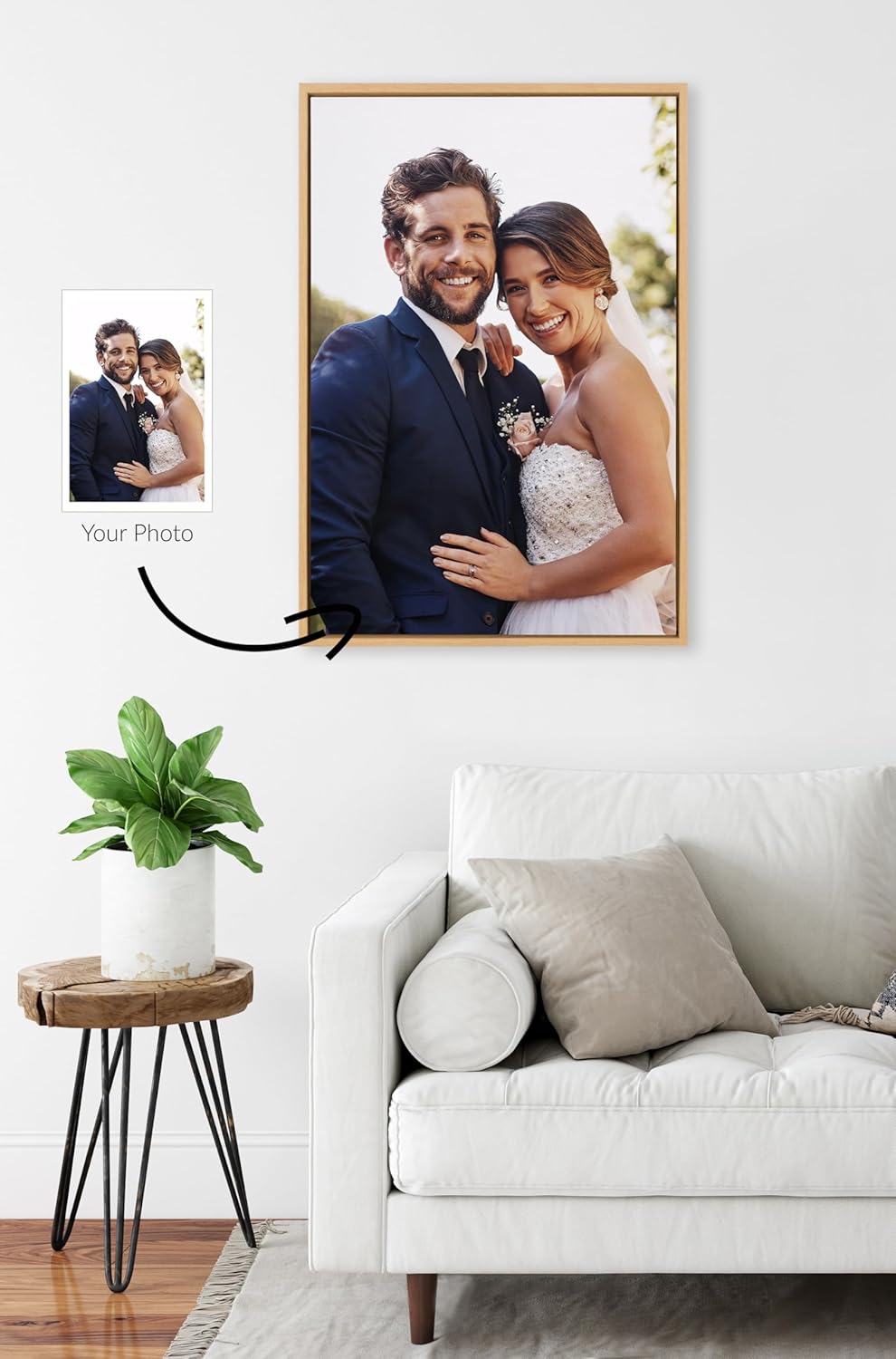 Kate and Laurel Sylvie Custom Printed Framed Canvas Wall Art 33x23 Dark Gray Personal Canvas Print with Your Photos for Bedroom or Living Room Gallery Wall Decor  Printed and Hand Framed in the USANatural