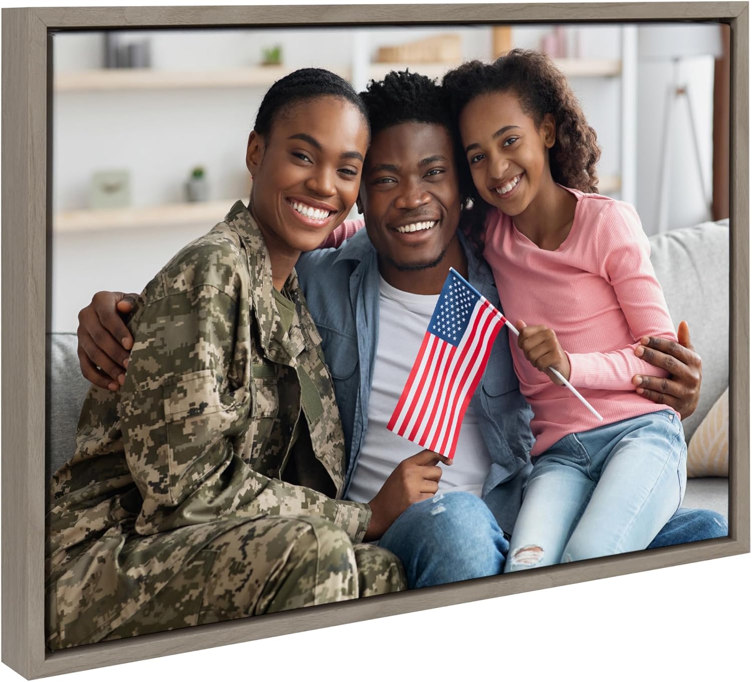Kate and Laurel Sylvie Custom Printed Framed Canvas Wall Art 33x23 Dark Gray Personal Canvas Print with Your Photos for Bedroom or Living Room Gallery Wall Decor  Printed and Hand Framed in the USAGray