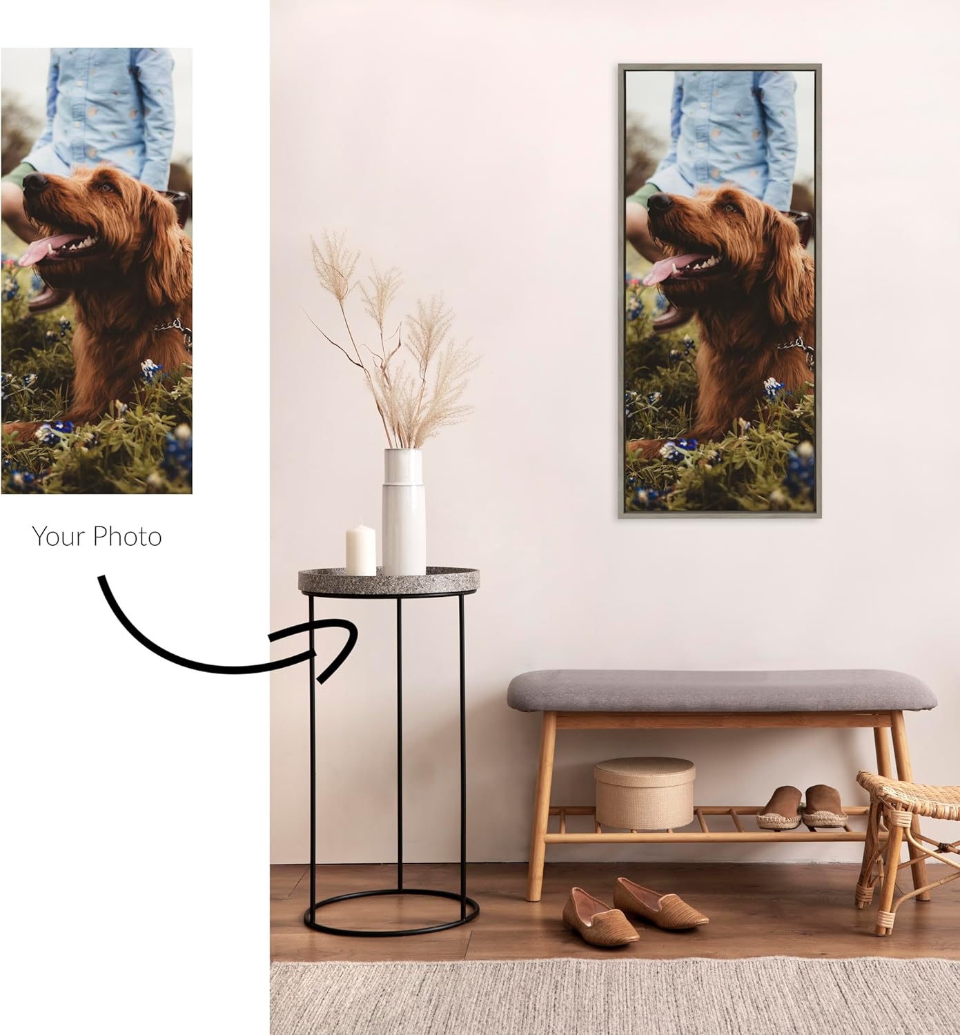 Kate and Laurel Sylvie Custom Printed Framed Canvas Wall Art 33x23 Dark Gray Personal Canvas Print with Your Photos for Bedroom or Living Room Gallery Wall Decor  Printed and Hand Framed in the USAGray