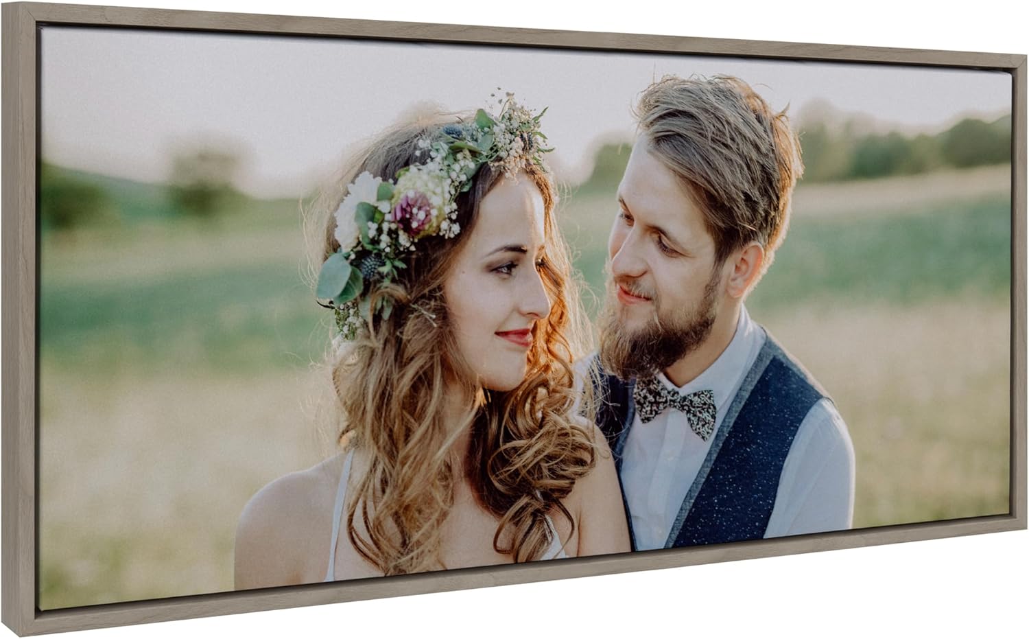Kate and Laurel Sylvie Custom Printed Framed Canvas Wall Art 33x23 Dark Gray Personal Canvas Print with Your Photos for Bedroom or Living Room Gallery Wall Decor  Printed and Hand Framed in the USAGray