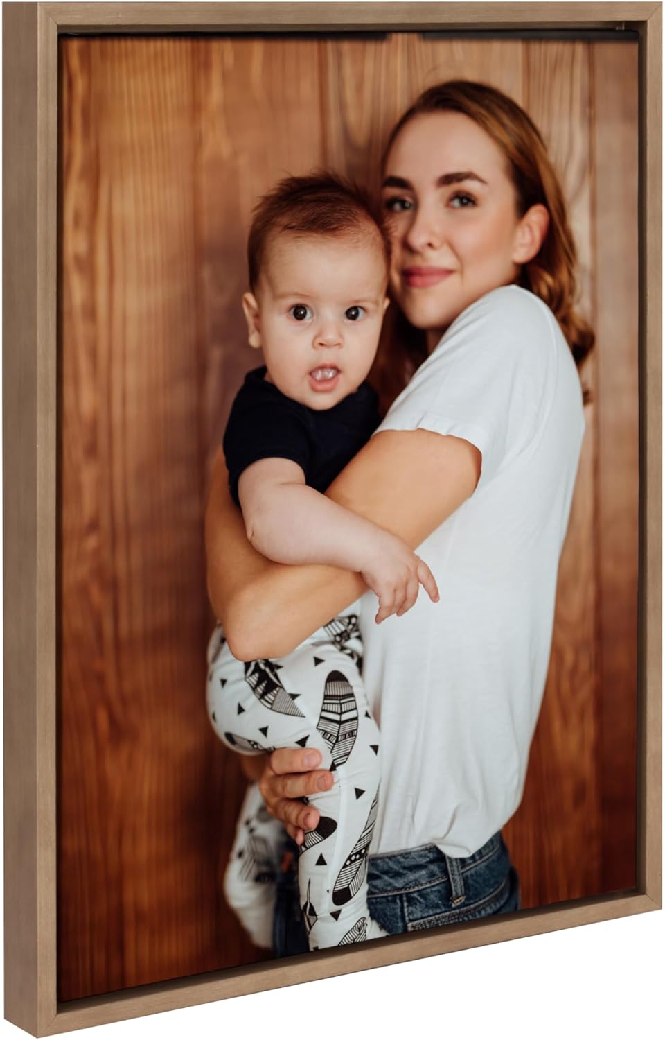 Kate and Laurel Sylvie Custom Printed Framed Canvas Wall Art 33x23 Dark Gray Personal Canvas Print with Your Photos for Bedroom or Living Room Gallery Wall Decor  Printed and Hand Framed in the USAGold