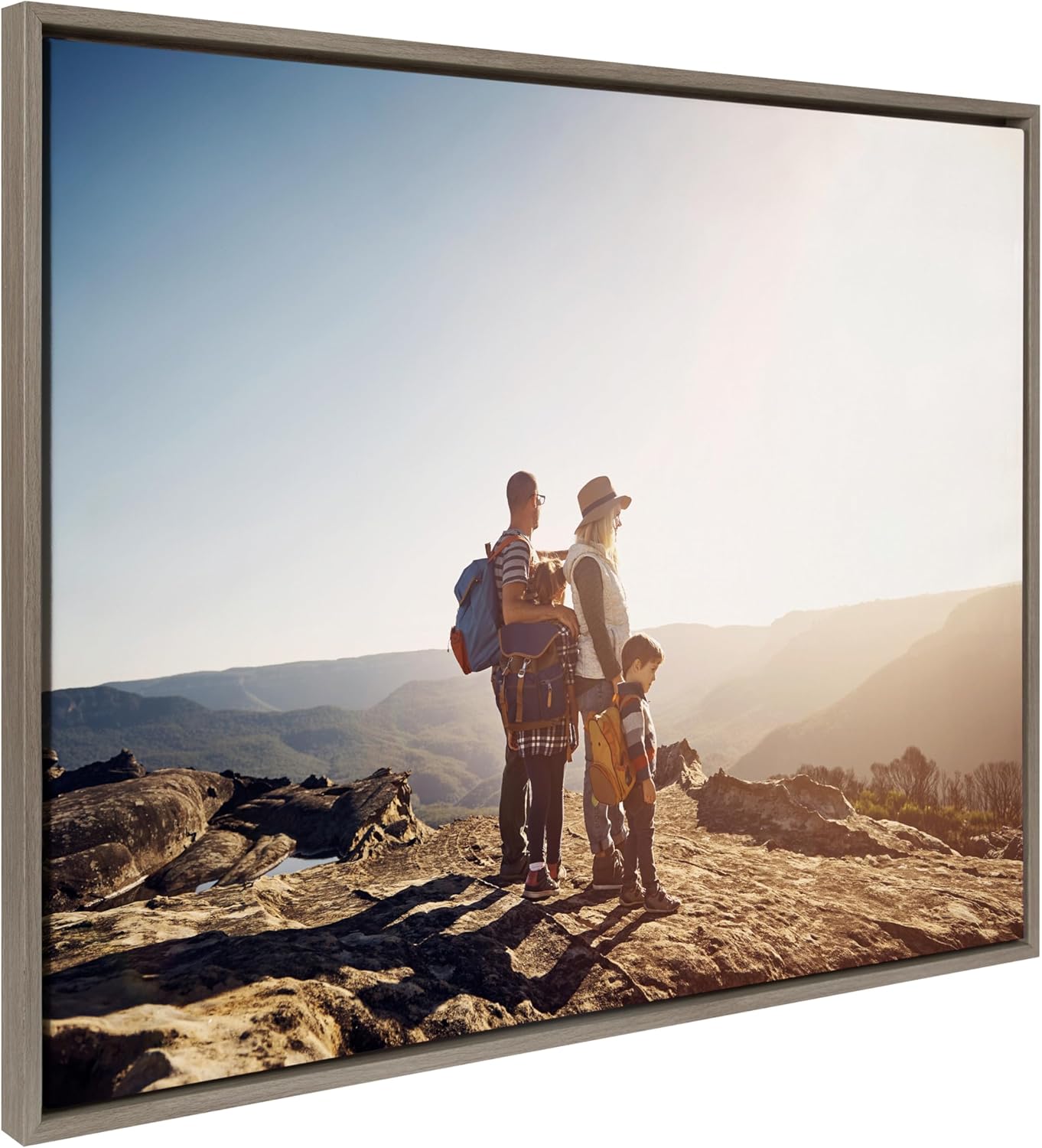 Kate and Laurel Sylvie Custom Printed Framed Canvas Wall Art 33x23 Dark Gray Personal Canvas Print with Your Photos for Bedroom or Living Room Gallery Wall Decor  Printed and Hand Framed in the USAGray