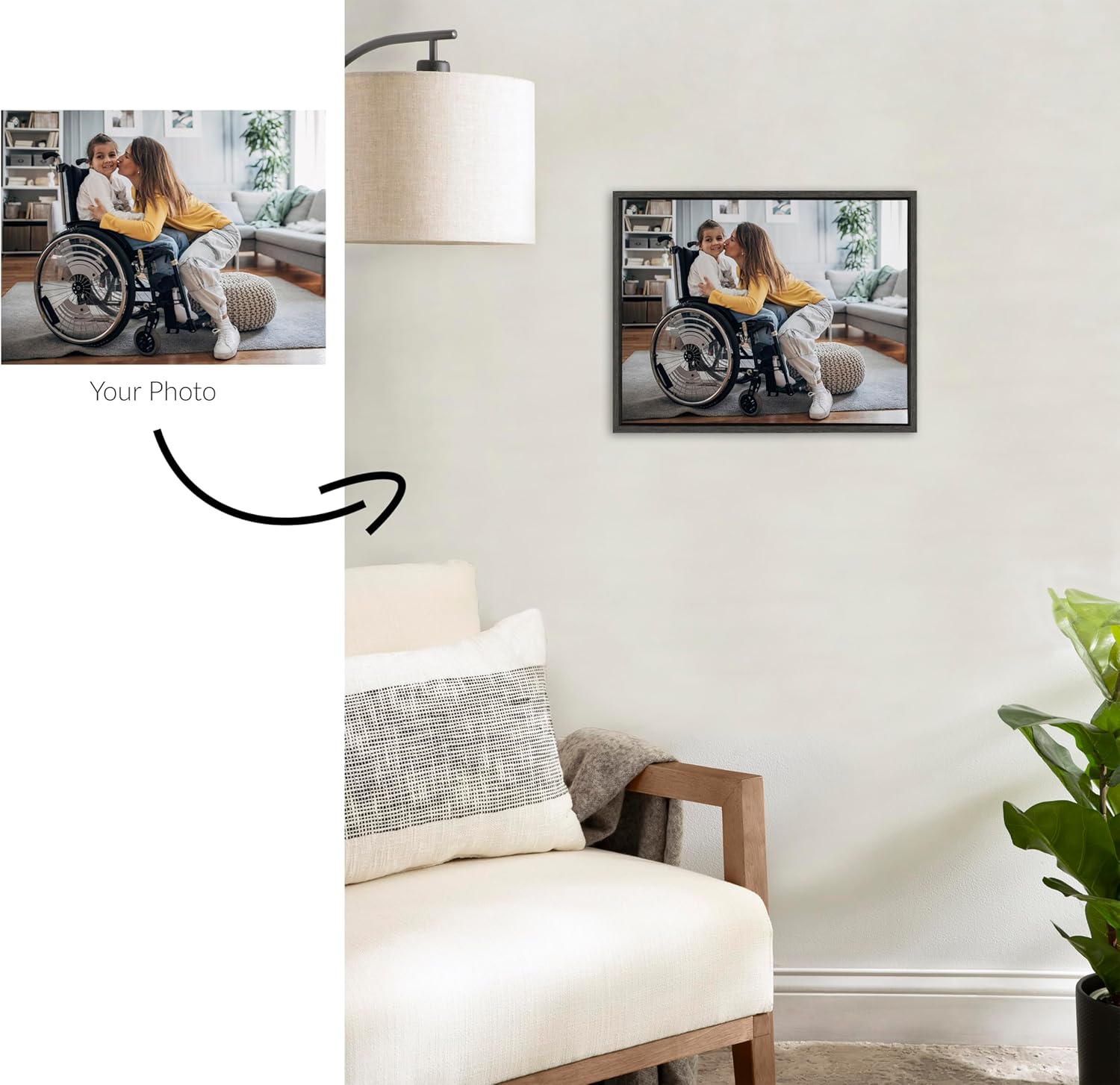 Kate and Laurel Sylvie Custom Printed Framed Canvas Wall Art 33x23 Dark Gray Personal Canvas Print with Your Photos for Bedroom or Living Room Gallery Wall Decor  Printed and Hand Framed in the USADark Gray