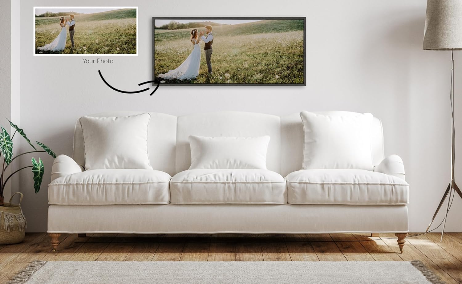 Kate and Laurel Sylvie Custom Printed Framed Canvas Wall Art 33x23 Dark Gray Personal Canvas Print with Your Photos for Bedroom or Living Room Gallery Wall Decor  Printed and Hand Framed in the USADark Gray