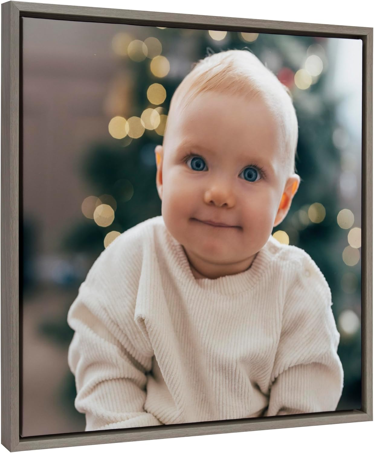 Kate and Laurel Sylvie Custom Printed Framed Canvas Wall Art 33x23 Dark Gray Personal Canvas Print with Your Photos for Bedroom or Living Room Gallery Wall Decor  Printed and Hand Framed in the USAGray