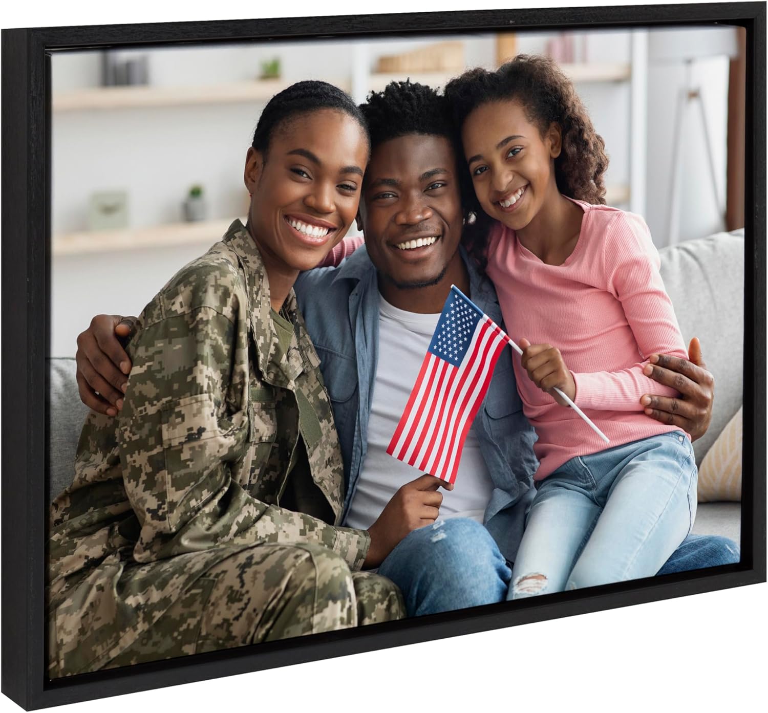 Kate and Laurel Sylvie Custom Printed Framed Canvas Wall Art 33x23 Dark Gray Personal Canvas Print with Your Photos for Bedroom or Living Room Gallery Wall Decor  Printed and Hand Framed in the USABlack