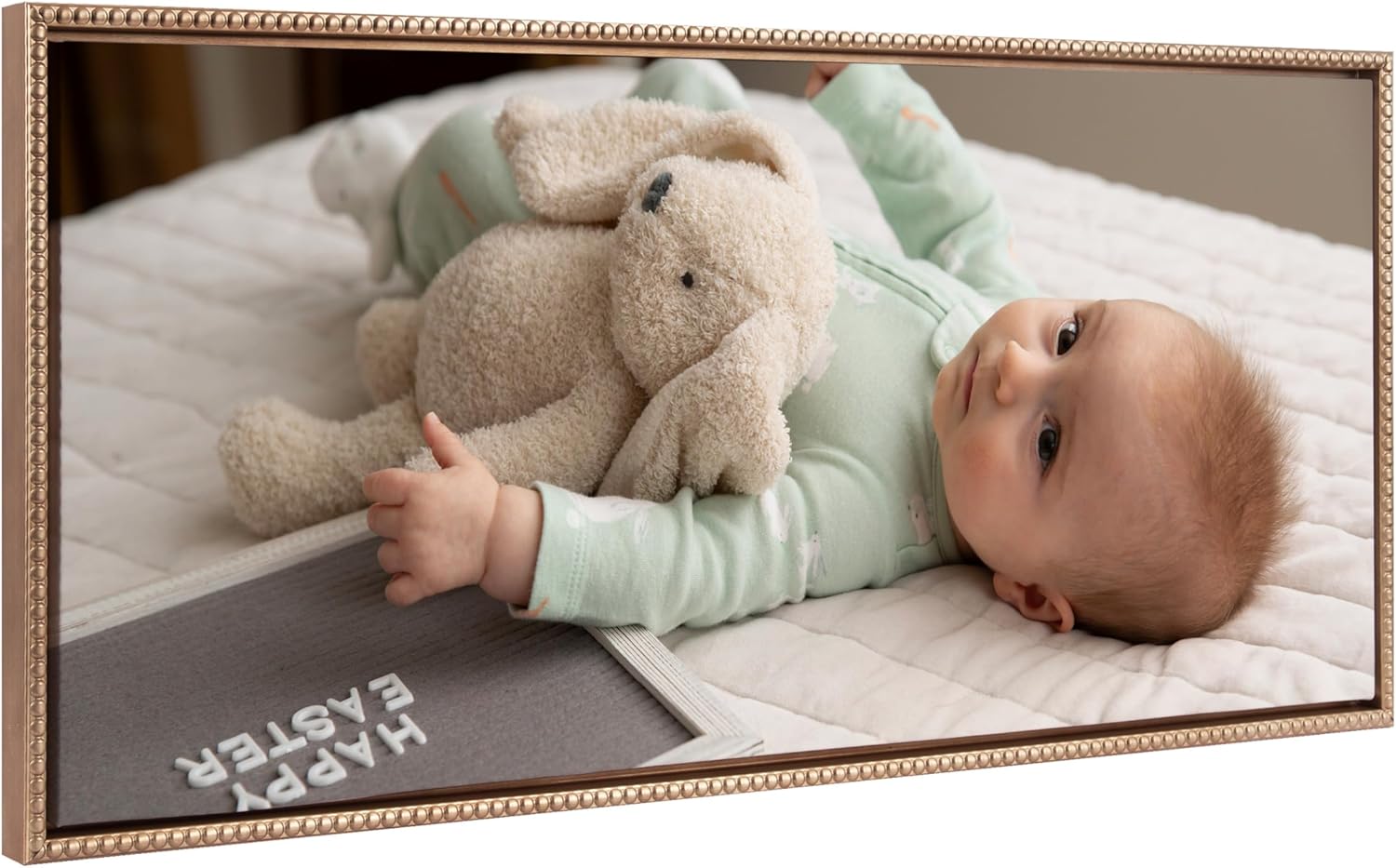 Kate and Laurel Sylvie Custom Printed Framed Canvas Wall Art 33x23 Dark Gray Personal Canvas Print with Your Photos for Bedroom or Living Room Gallery Wall Decor  Printed and Hand Framed in the USABeaded Gold