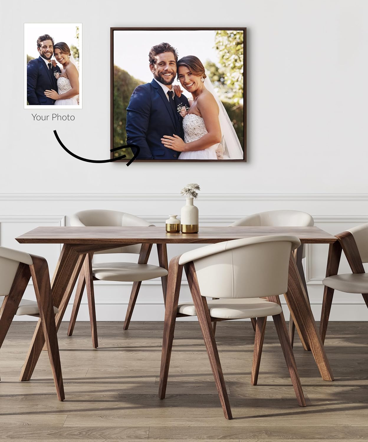 Kate and Laurel Sylvie Custom Printed Framed Canvas Wall Art 33x23 Dark Gray Personal Canvas Print with Your Photos for Bedroom or Living Room Gallery Wall Decor  Printed and Hand Framed in the USABrown