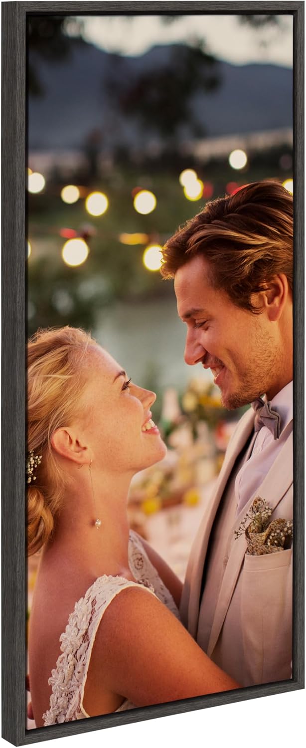 Kate and Laurel Sylvie Custom Printed Framed Canvas Wall Art 33x23 Dark Gray Personal Canvas Print with Your Photos for Bedroom or Living Room Gallery Wall Decor  Printed and Hand Framed in the USADark Gray