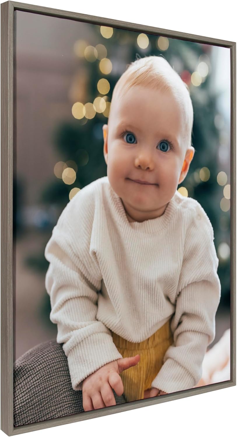 Kate and Laurel Sylvie Custom Printed Framed Canvas Wall Art 33x23 Dark Gray Personal Canvas Print with Your Photos for Bedroom or Living Room Gallery Wall Decor  Printed and Hand Framed in the USAGray