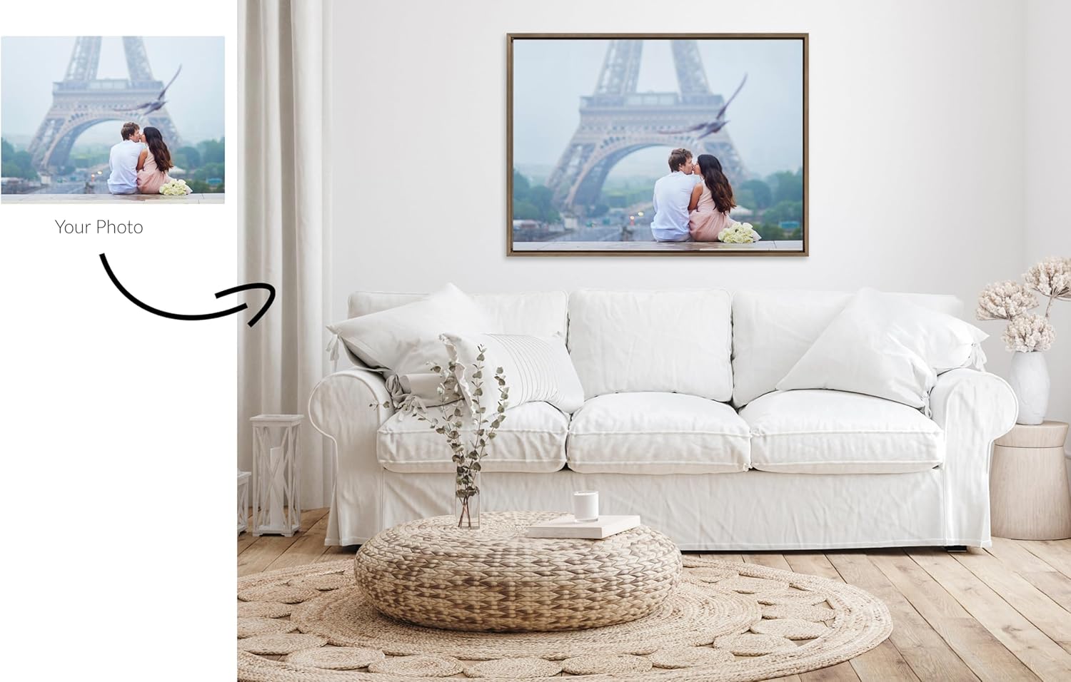 Kate and Laurel Sylvie Custom Printed Framed Canvas Wall Art 33x23 Dark Gray Personal Canvas Print with Your Photos for Bedroom or Living Room Gallery Wall Decor  Printed and Hand Framed in the USAGold